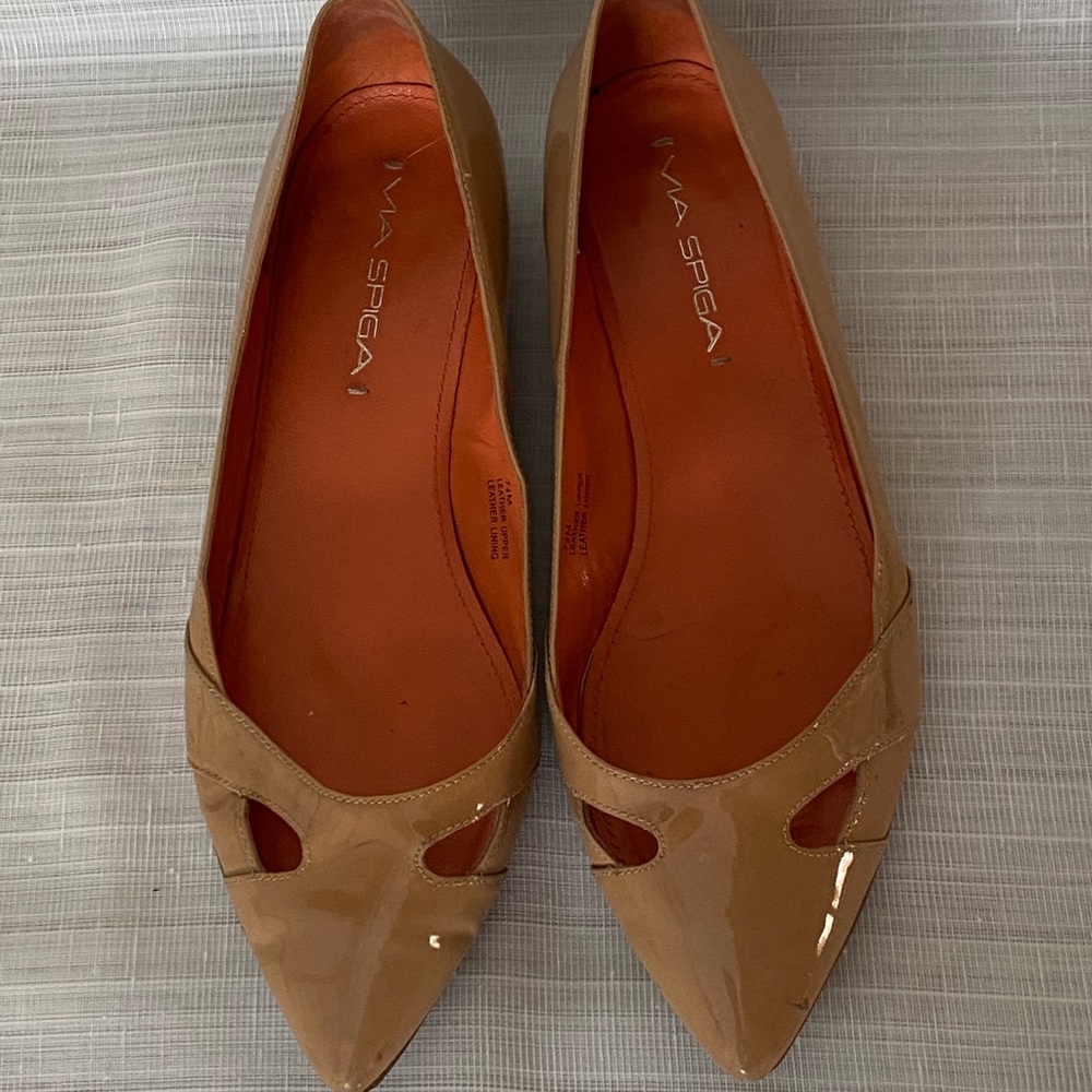 Via Spiga Pointed Toe Tan Leather Women’s Shoes 7.5 M Flats